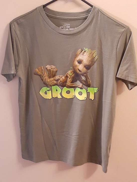 Marvel Tops - Marvel Olive Green Baby Groot Graphic Tee with Yellow-Green Logo